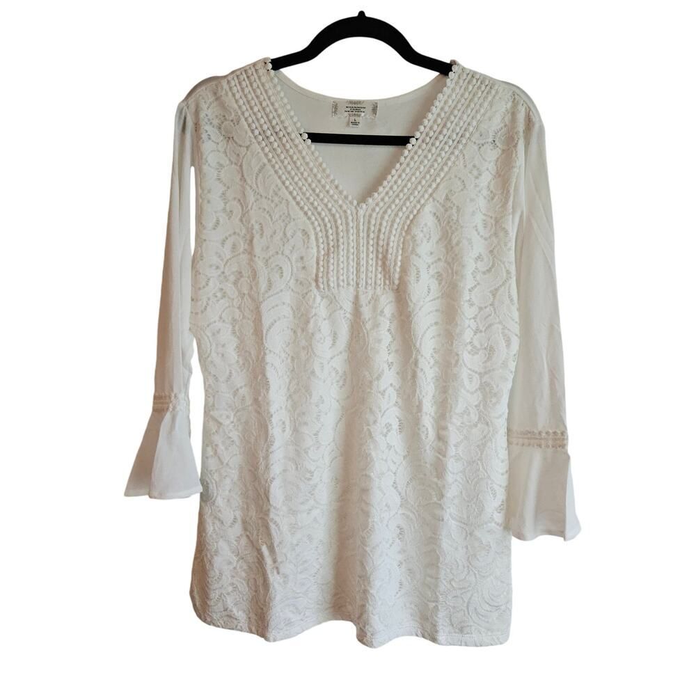 Cute Shannon Ford Top with Lace Overlay & Detail - Size L